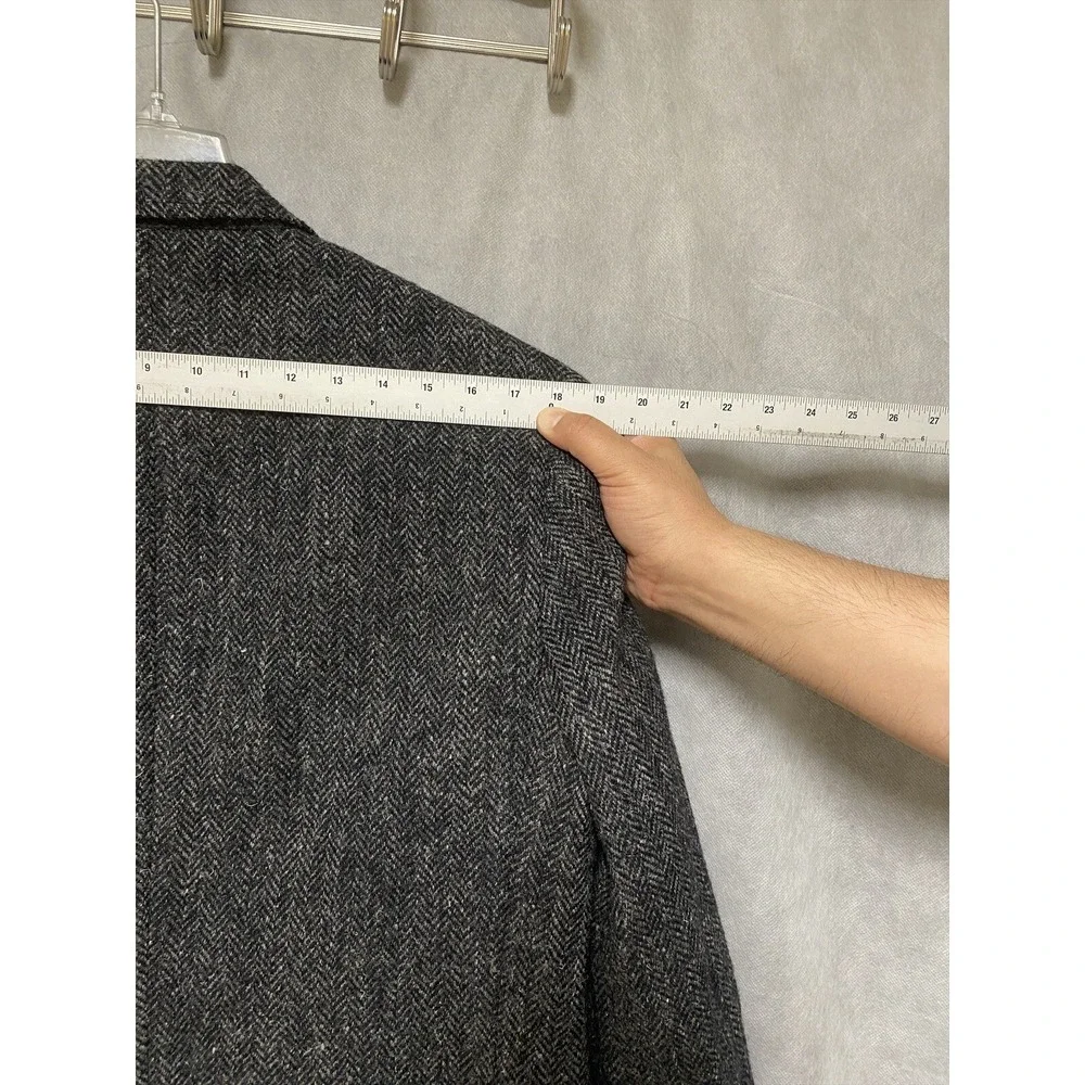 Jos A Bank Harris‎ Tweed Blazer Men 42R Gray Herringbone 3Btn Coat Jacket Luxury
